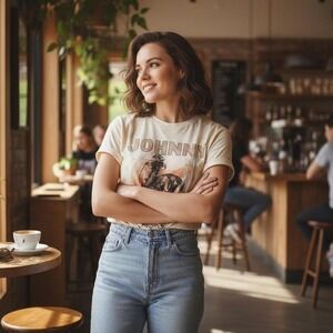 Johnny Cash Tee, Tagged MD fits like a True Large